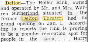 Delton Theatre - Converted To Roller Rink Jan 12 1954
